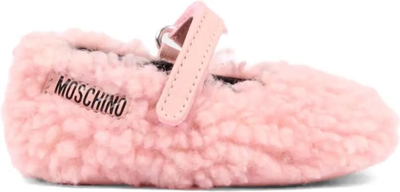 Moschino Kids Ballerina's met klittenband en lammy-effect Roze - Foto 4