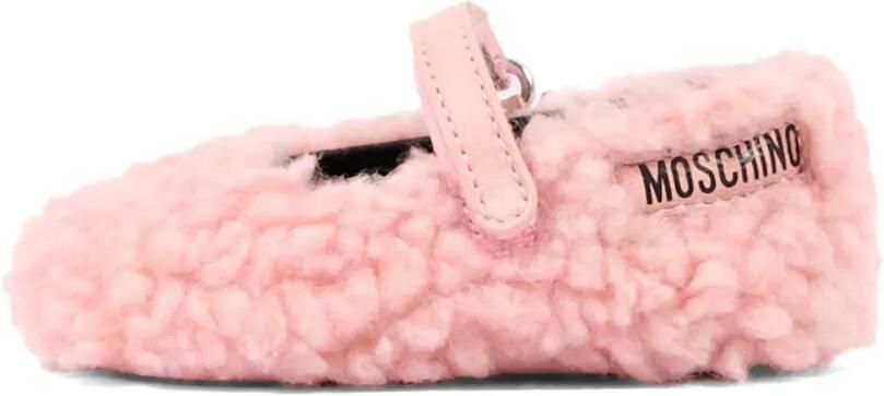 Moschino Kids Ballerina's met klittenband en lammy-effect Roze - Foto 5