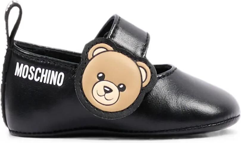 Moschino Kids Ballerina's met klittenband en teddybeer-print Zwart
