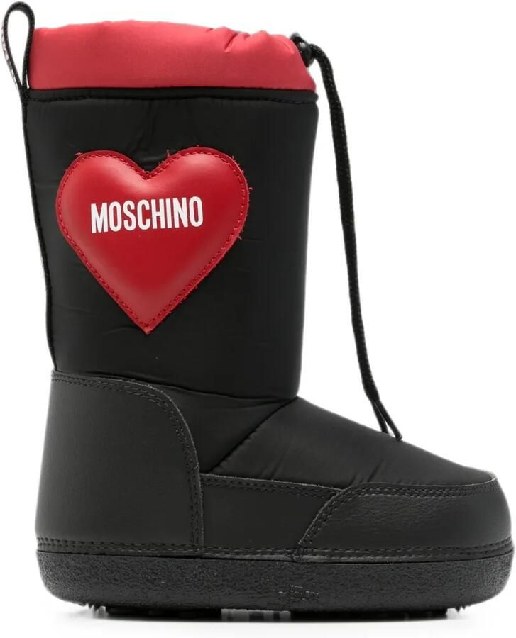Moschino Kids Laarzen met hartpatch en logoprint Zwart