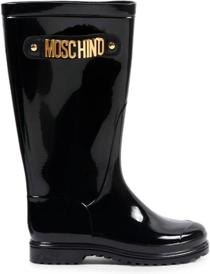 Moschino Kids Laarzen met logoplakkaat Zwart