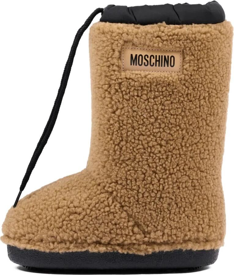 Moschino Kids Laarzen van imitatielamswol met logo-patch Beige - Foto 2