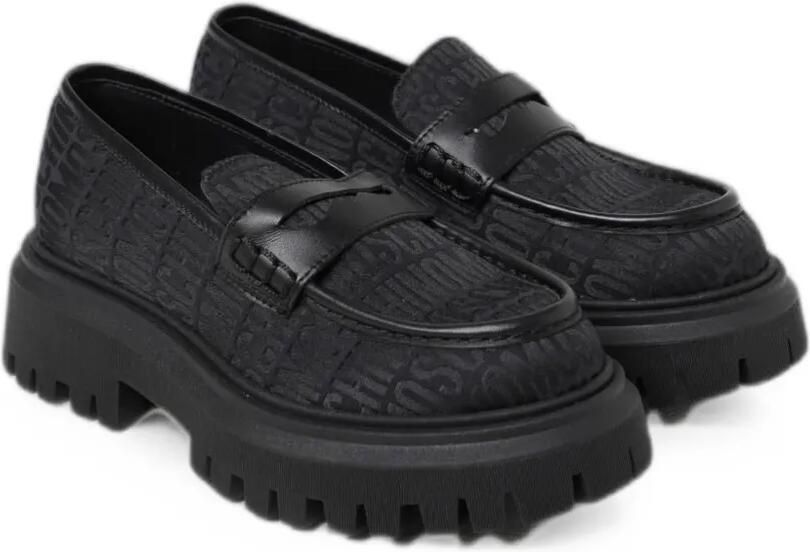 Moschino Kids Leren loafers met jacquard-logo Zwart - Foto 3