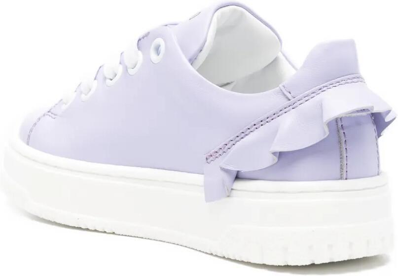 Moschino Kids Leren sneakers met ruches Paars