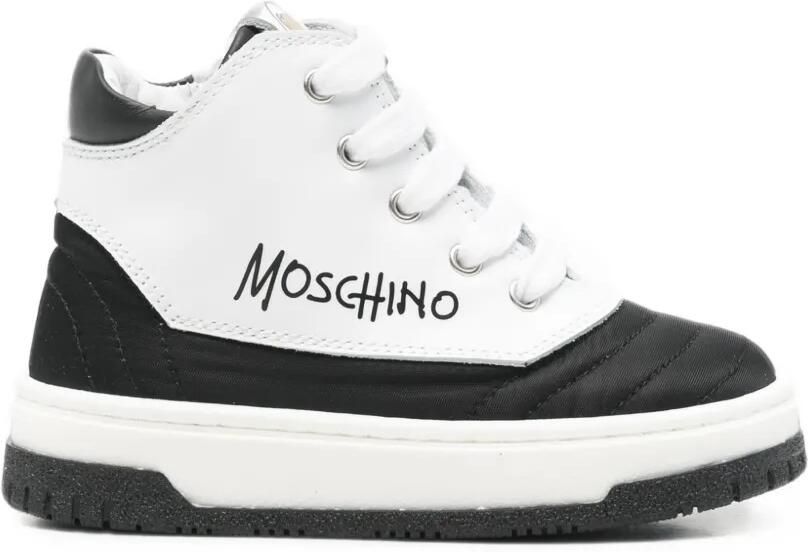 Moschino Kids Gewatteerde sneakers met logoprint Wit