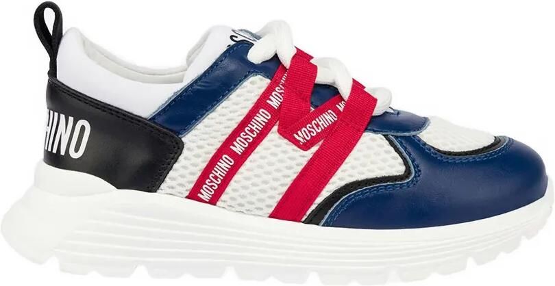 Moschino Kids Mesh sneakers met logodetail Wit