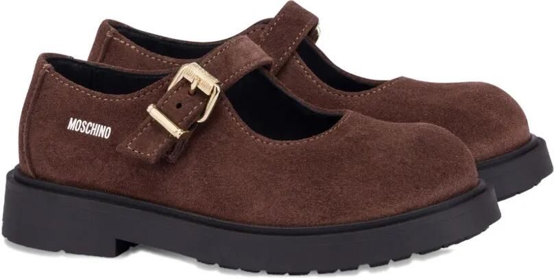 Moschino Kids Olivia suède Mary Jane schoenen Bruin