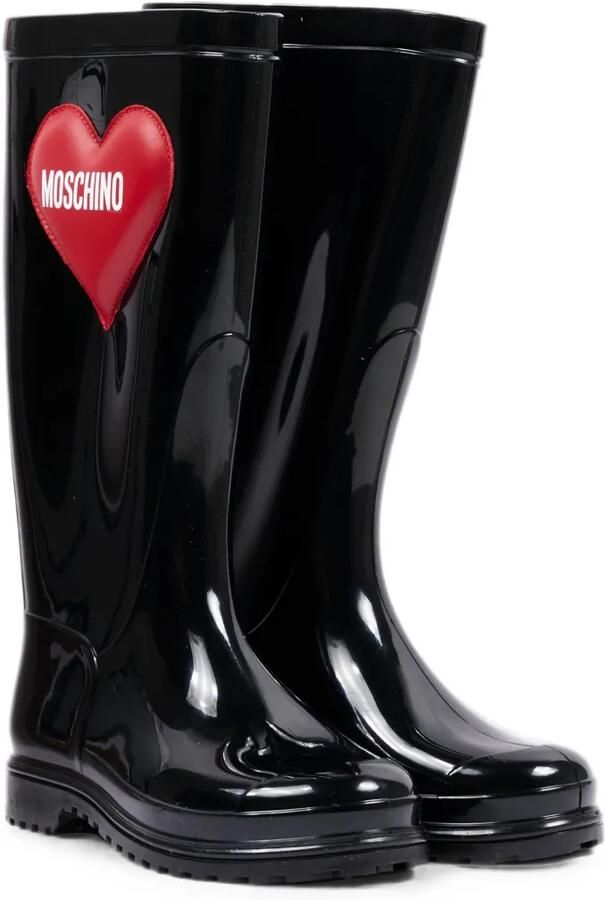 Moschino Kids Regenlaarzen met hart-patch Zwart - Foto 2