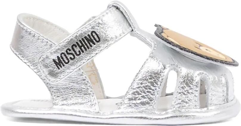Moschino Kids Sandalen met beerapplicatie Zilver