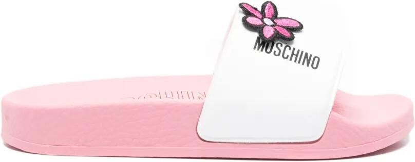 Moschino Kids Sandalen met bloe patch Wit