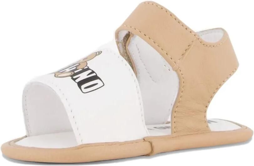 Moschino Kids Sandalen met logoprint Beige