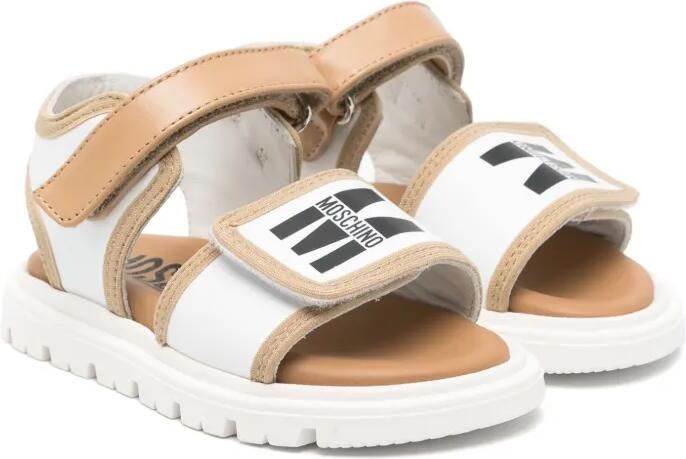 Moschino Kids Sandalen met logoprint Wit