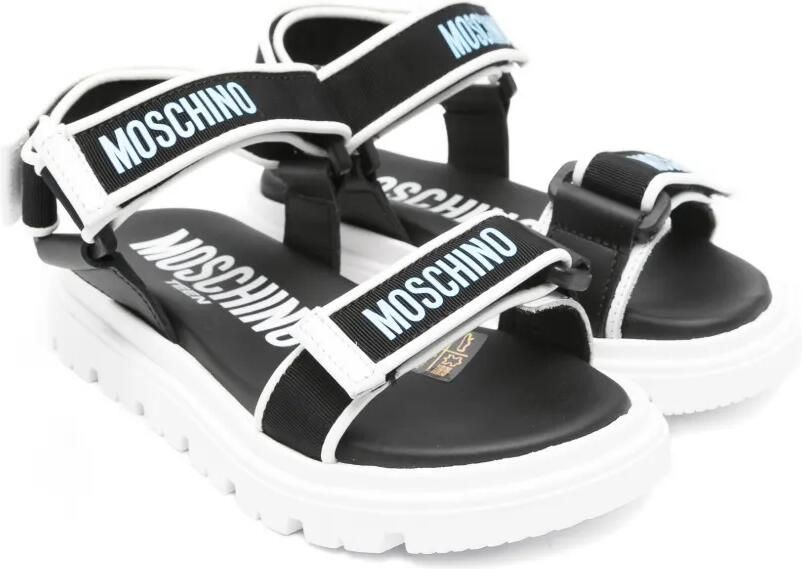 Moschino Kids Sandalen met logoprint Zwart