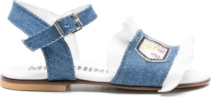 Moschino Kids Sandalen met ruches en bandjes Blauw