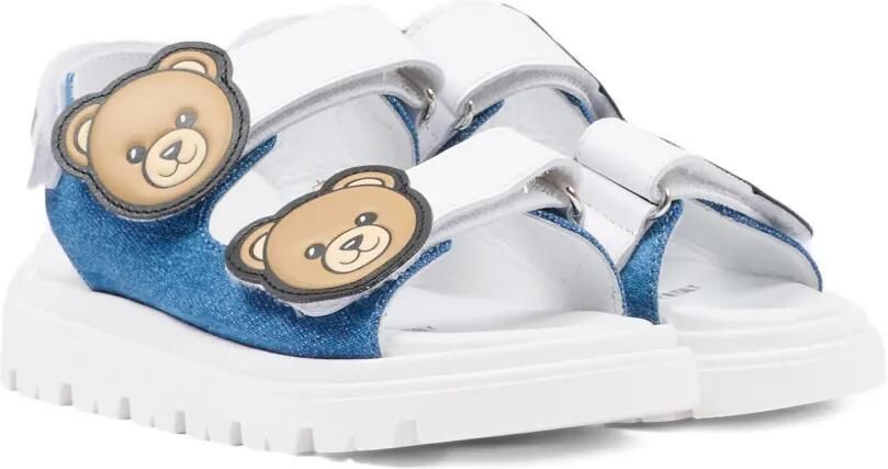 Moschino Kids Sandalen met teddybeerapplicatie Blauw