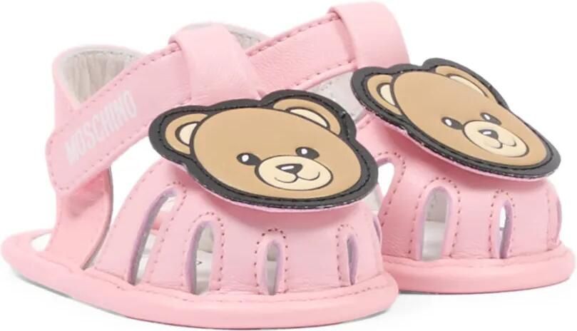 Moschino Kids Slippers met logo-applicatie Roze
