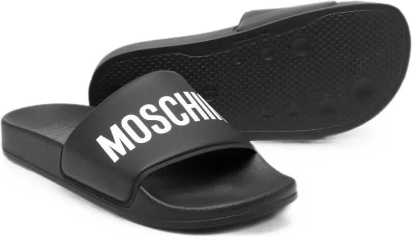 Moschino Kids Slippers met logoprint Zwart - Foto 3