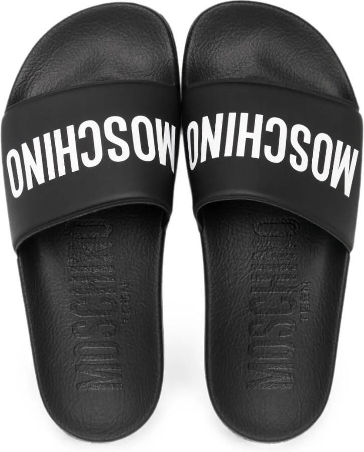 Moschino Kids Slippers met logoprint Zwart - Foto 2