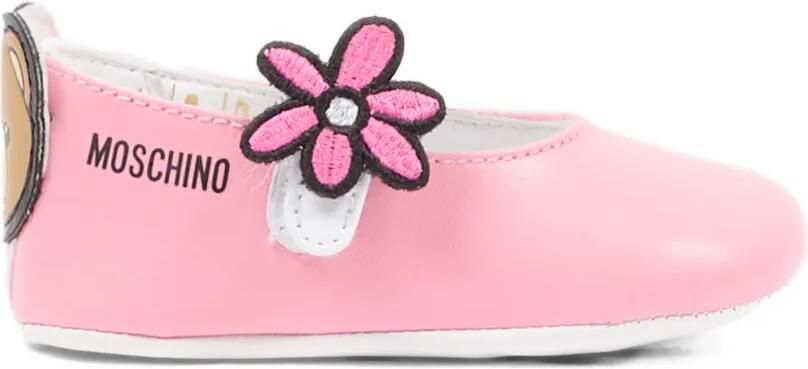 Moschino Kids Slofjes met bloem-applicatie Roze