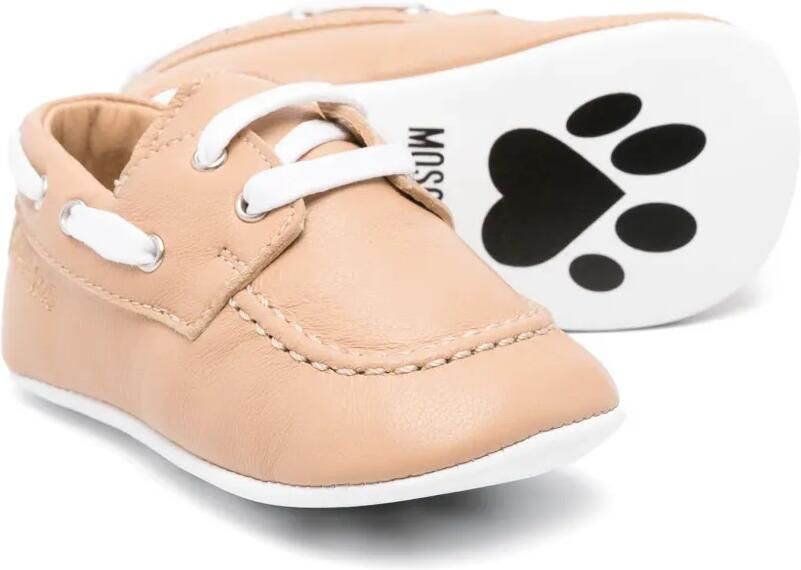 Moschino Kids Slofjes met geborduurd logo Beige - Foto 2