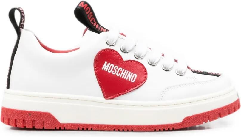 Moschino Kids Sneakers met hartpatch en logo Wit