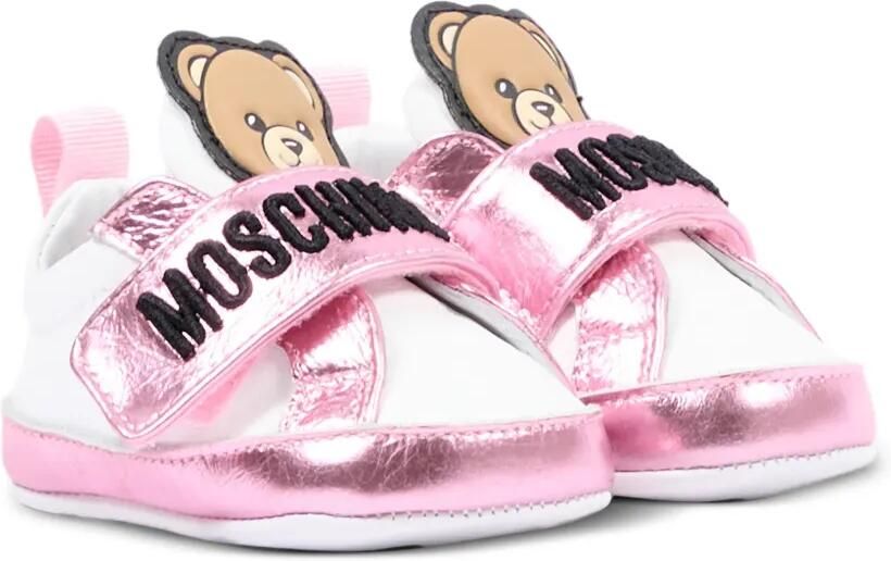 Moschino Kids Sneakers met klittenband Wit