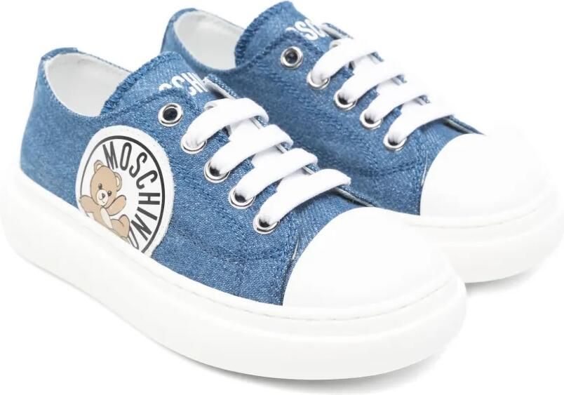 Moschino Kids Sneakers met logo-applicatie Blauw