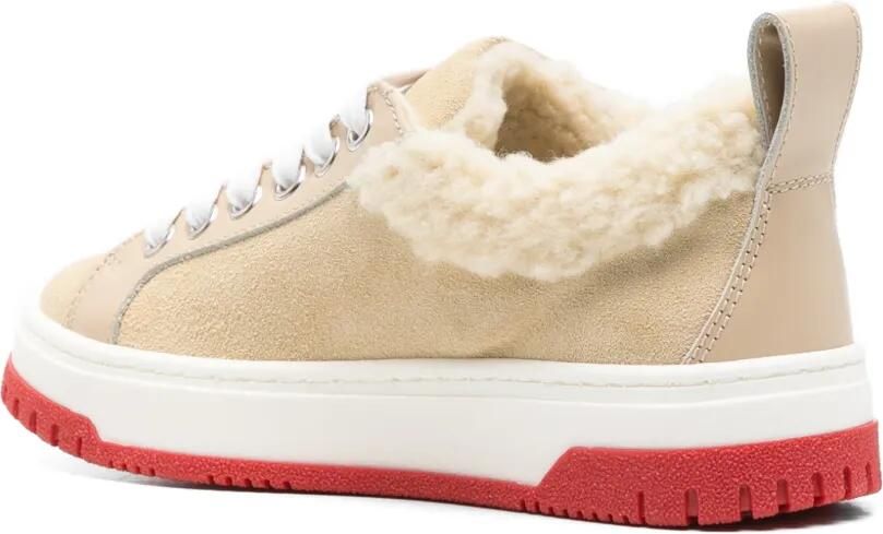 Moschino Kids Teddy Bear sneakers met lammy afwerking en patch Beige - Foto 2