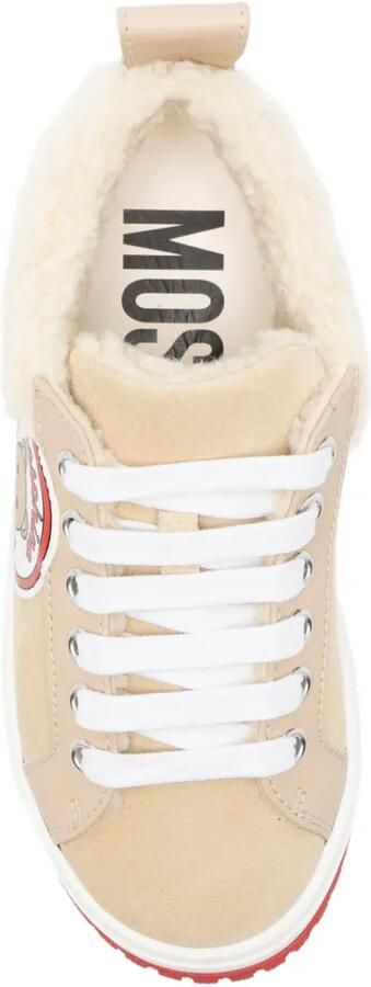 Moschino Kids Teddy Bear sneakers met lammy afwerking en patch Beige - Foto 3
