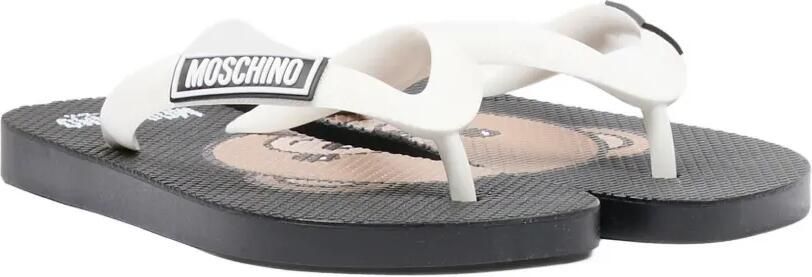Moschino Kids Teenslippers met logo Zwart