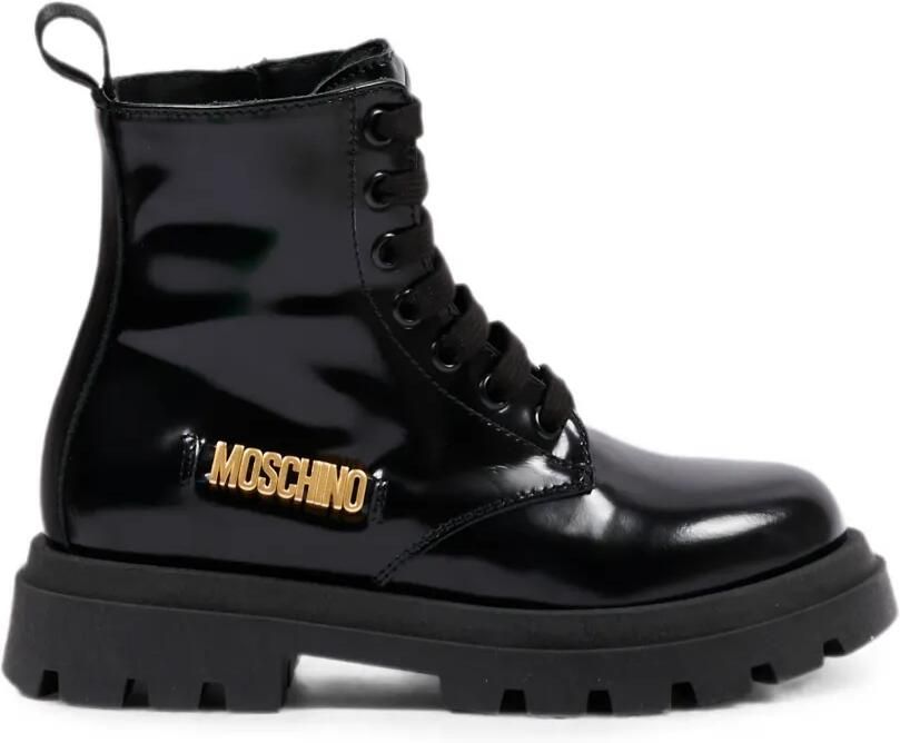 Moschino Kids Veterlaarzen met logoplakkaat Zwart