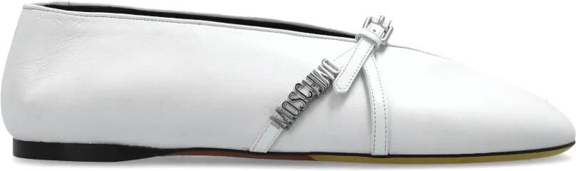 Moschino Leren ballerina's met logoplakkaat Wit