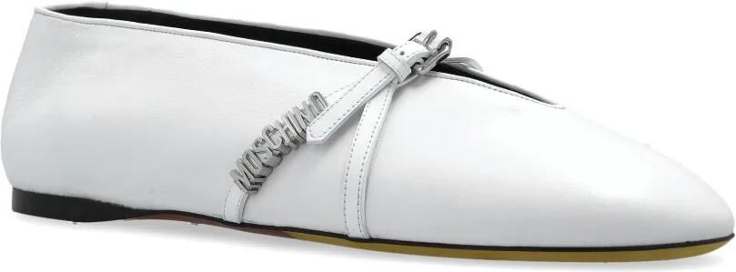 Moschino Leren ballerina's met logoplakkaat Wit - Foto 4