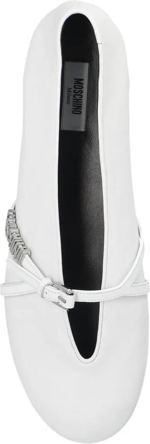 Moschino Leren ballerina's met logoplakkaat Wit - Foto 3