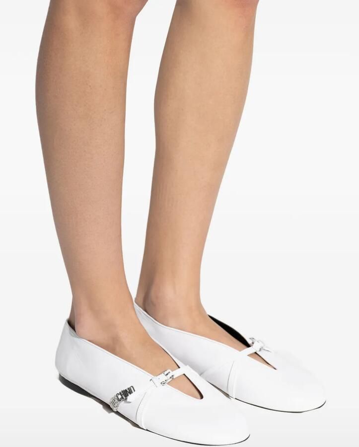 Moschino Leren ballerina's met logoplakkaat Wit - Foto 2