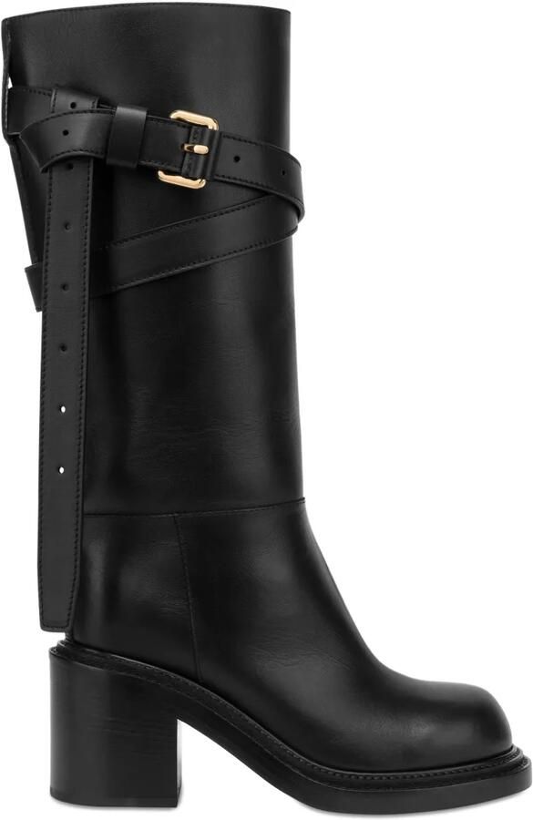 Moschino Leren bikerlaarzen Zwart