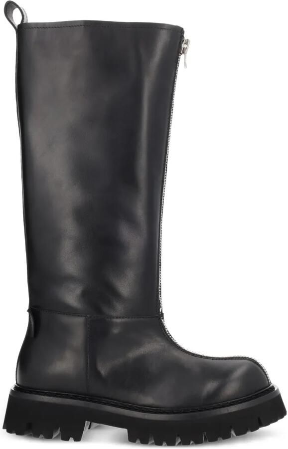 Moschino Leren laarzen met rits Zwart