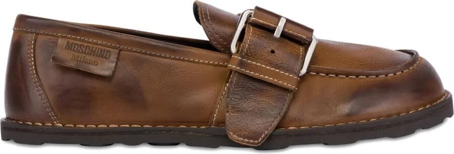 Moschino Leren loafers met gesp Bruin