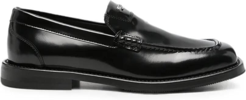 Moschino Leren loafers met logoplakkaat Zwart