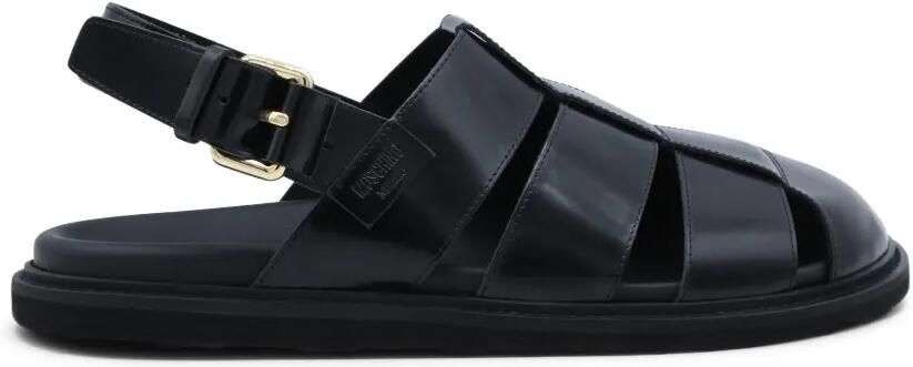 Moschino Leren sandalen met bandjes en gesp Zwart