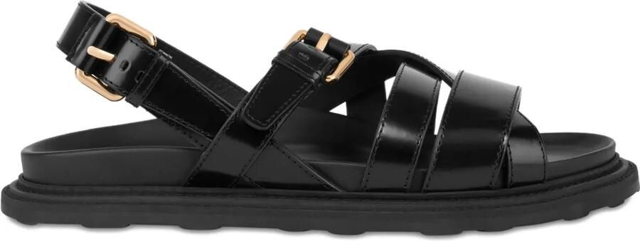 Moschino Leren sandalen met gesp Zwart