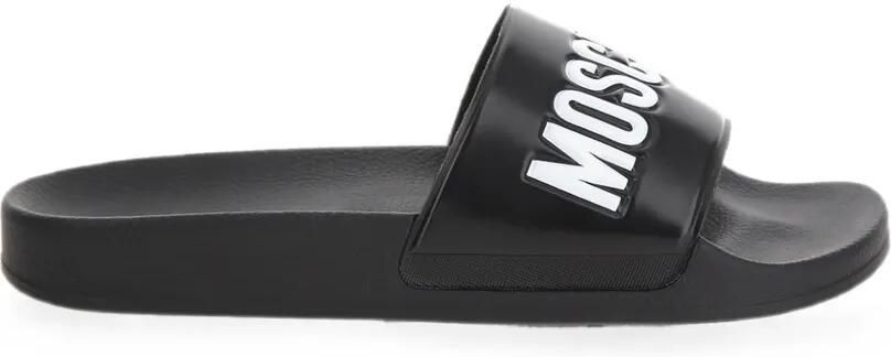 Moschino logo-embossed pool slides Zwart