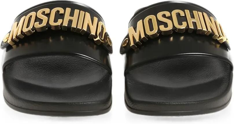 Moschino logo-lettering leather slides Zwart - Foto 4