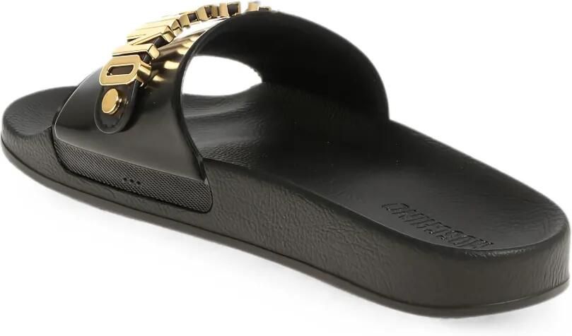 Moschino logo-lettering leather slides Zwart - Foto 3