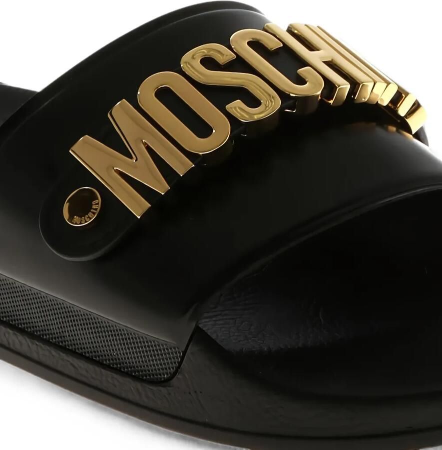 Moschino logo-lettering leather slides Zwart - Foto 2