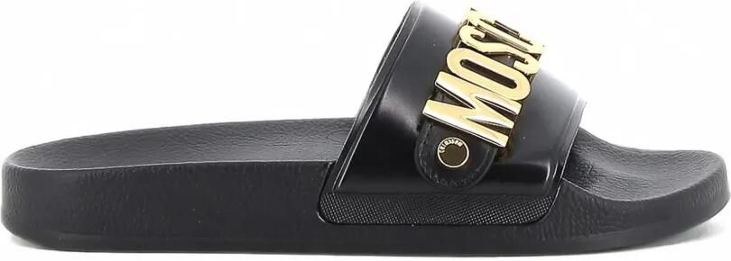 Moschino Slippers met logo Zwart