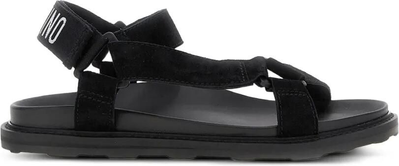 Moschino logo-print touch-strap sandals Zwart