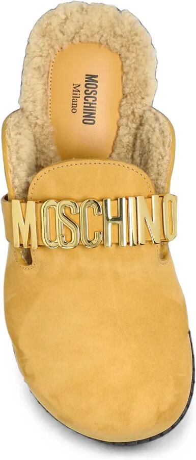 Moschino Muiltjes met logo-plakkaat en lammy voering Geel - Foto 3