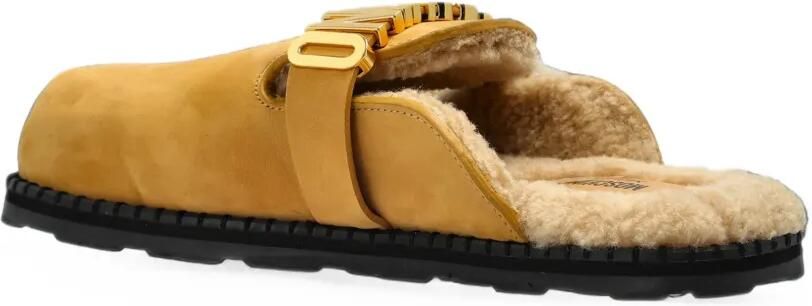 Moschino Muiltjes met logo-plakkaat en lammy voering Geel - Foto 2