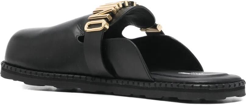 Moschino Muiltjes met logoplakkaat Zwart - Foto 4